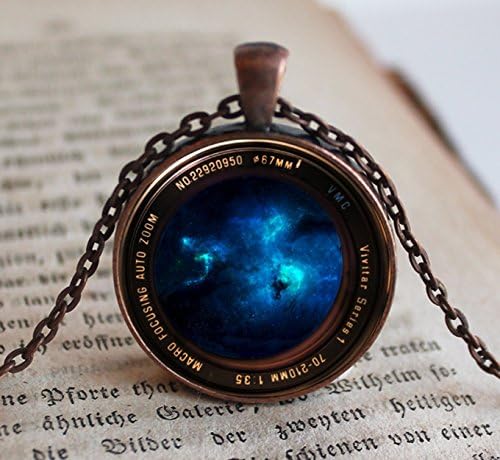 Camera Lens focusing on blue stars forming Necklace