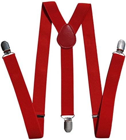 Suspenders for Men, Women and Teens. Fashionable, Functional, 1-inch Wide Designer Solid Color Y-Back Clip Suspender by Alex Palaus Collection (TM) (Red Pepper)