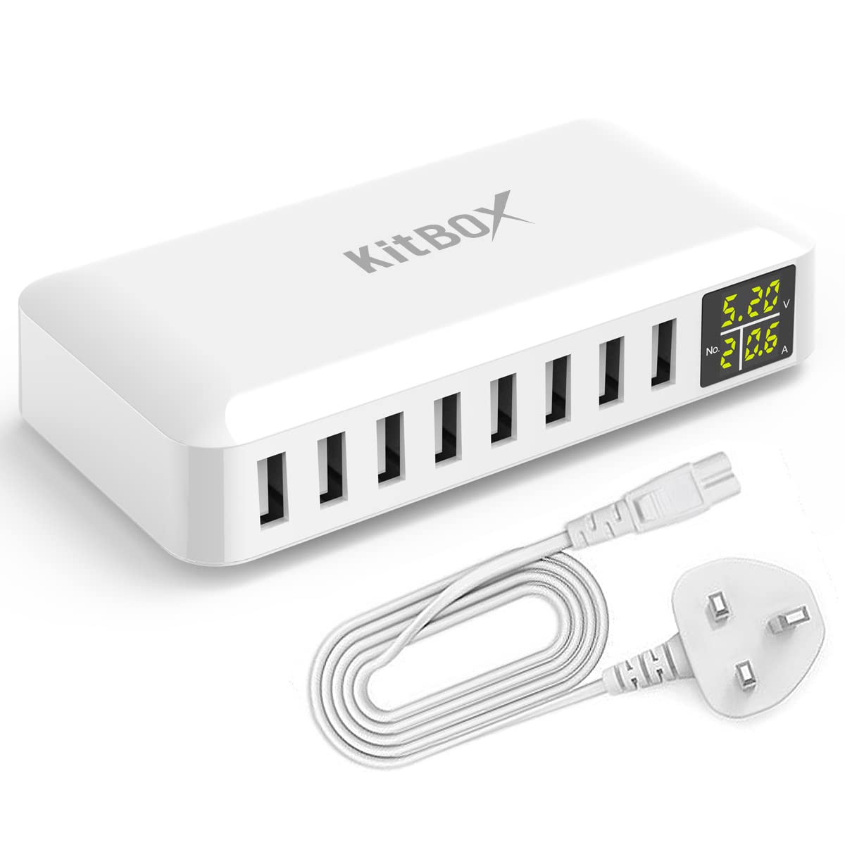 Phone Charger Hub 40W 8-port USB Charging Station Multi USB Plug Charger Tower 5V Power Adapter for iPhone 15 Pro Max 14 Plus 13 12 11 Samsung and Multiple Devices