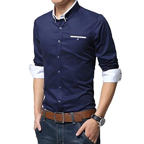 pearl ocean men's satin shirt (navy blue)