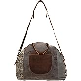 Myra Bags Flowering Upcycled Canvas Shoulder Bag S-0704, Tan, Khaki, Brown, One_Size