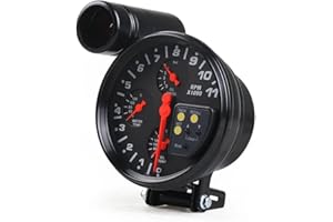 aqxreight 5 Inch Tachometer Gauge - 4-in-1 RPM Oil Pressure Temp Display for Cars - Universal 4 6 8 Cylinder Engine Compatibi