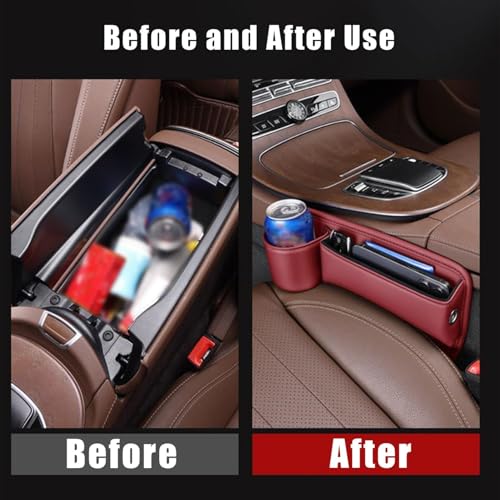 2 Pcs Car Seat Side Pocket Organizer, Universal Seat Gap Storage Box, Pu Leather Mini Storage Bag,Car Seat Gap Organizer,Console Storage Bag Gap Filler For Cellphone Keys Cards Wallets Sunglasses (C)