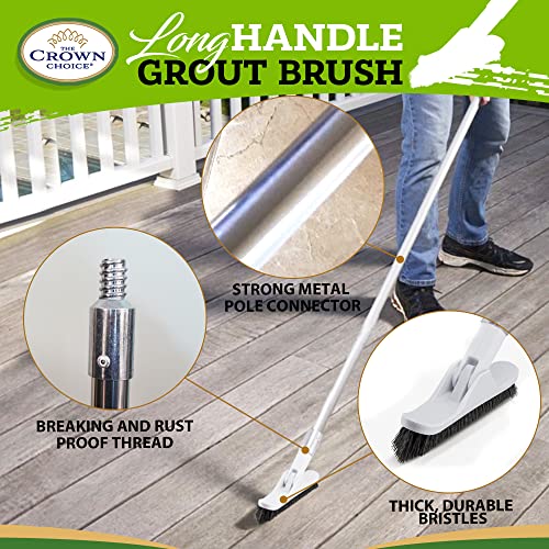 Grout Brush with Long Handle Heavy Duty Cleaner & Grout Scrubber Tool