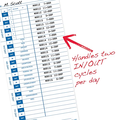 Pyramid Time Cards 100-Pack - 30% Recycled Cards For Models 4000 & 5000 Time Clocks