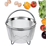 AMZLIFE Steamer Basket, 6qt Stainless Steel Basket with Premium Silicone Handle and Legs Design Accessories for Instant pot Fits Pressure Cooker (FDA Certificated)