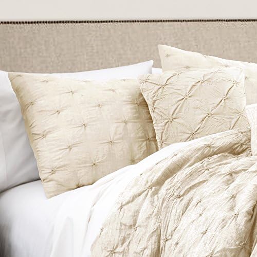 Fashionable 7-piece comforter set in gray, white, and black color scheme with matching pillows and shams, priced at $109.99.