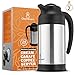 Stainless Steel Thermal Coffee Carafe Thermos｜Insulated Hot & Cold Beverage Pitcher Dispenser w/Milk Server ｜24 OZ. 3 CUP Small Design for Easy Handle & Travel ｜Twin Pack