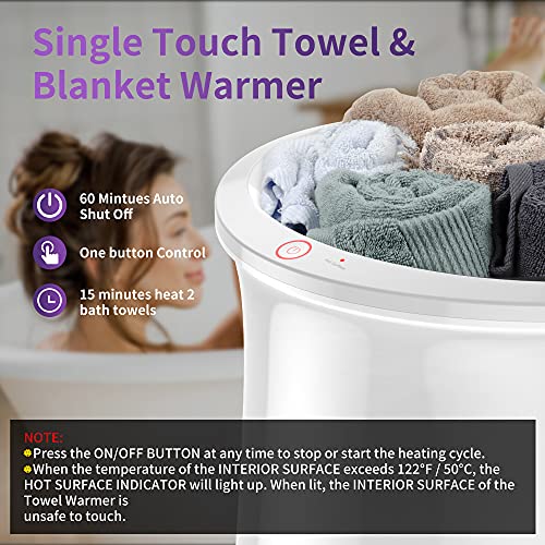 Electric Towel Warmer Bucket, Fliplid Towel Warmers for Bathroom, Spa, Home, Extra Large (20