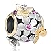 Pugster Flower Pink Crystal Birthstone Golden Butterfly Charm Beads Fits Pandora Bracelet