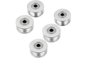 5PCS GT2 Idler Pulley 5mm Bore, FBHDZVV Bearing 20 Toothless Aluminum 6mm Width Timing Belt Idler Pulley Wheel for 3D Printer 6mm Width Timing Belt