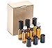 5ml Amber Glass Roll on Refillable Bottles Sample Vial with Metal Ball for Lab,Fragrance Essential Oil Blend,Aromatherapy,Perfume and Lip Balms,Facial Serum,Eye Serum-6 Pack- Perfect Size for Travel.