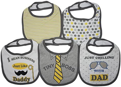 Mon Cheri Baby | 5 Pack Funny Baby Bibs | Funny Baby Girl & Boy Feeder Bibs