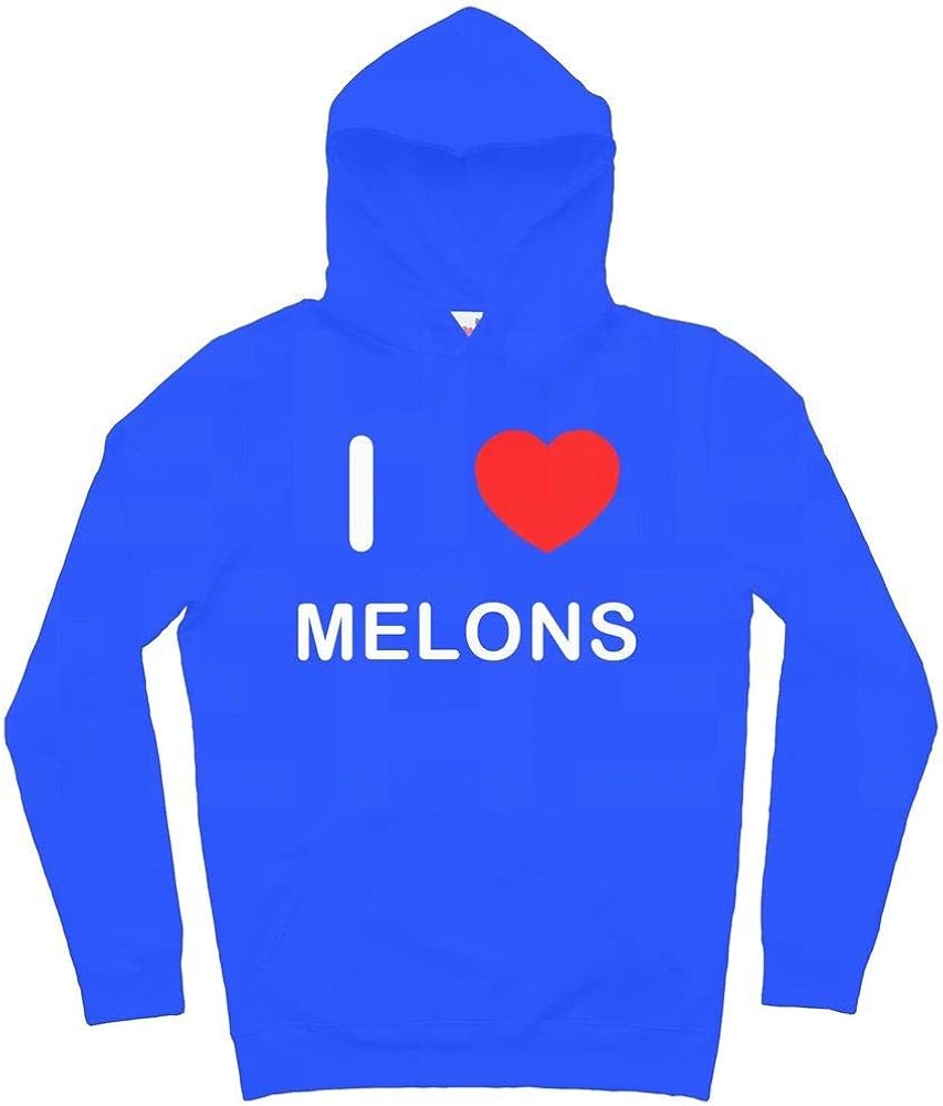 I Love Melons Large Blue Hoodie Amazon.co.uk Clothing