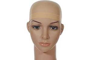 Unisex Stocking Wig Cap Snood Mesh Natural Nude Beige Wig Caps (2pcs)