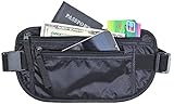 Woogwin Running Belt Travel Sport Fanny Pack Waist Bag Money Belt For Hiking Fitness For Men and Women,Adjustable Water Resistant Running Pouch (Black (Money Belt) - RFID Blocking)