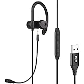 DUNGZDUZ Single-Side USB Earbud with Boom Mic, USB-A Headphone for PC, Mac, Laptop, Desktop, PS4, PS5 & Call Center, Ideal for Conference, Gaming, Remote Work, 5.9FT Long Cord, Right-Ear Only