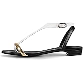 Axellion Comfortable Women's Sandals, Arch Support Slingback Flat Sandals, Elastic Strappy T-Strap Gladiator Summer Casual Beach Shoes