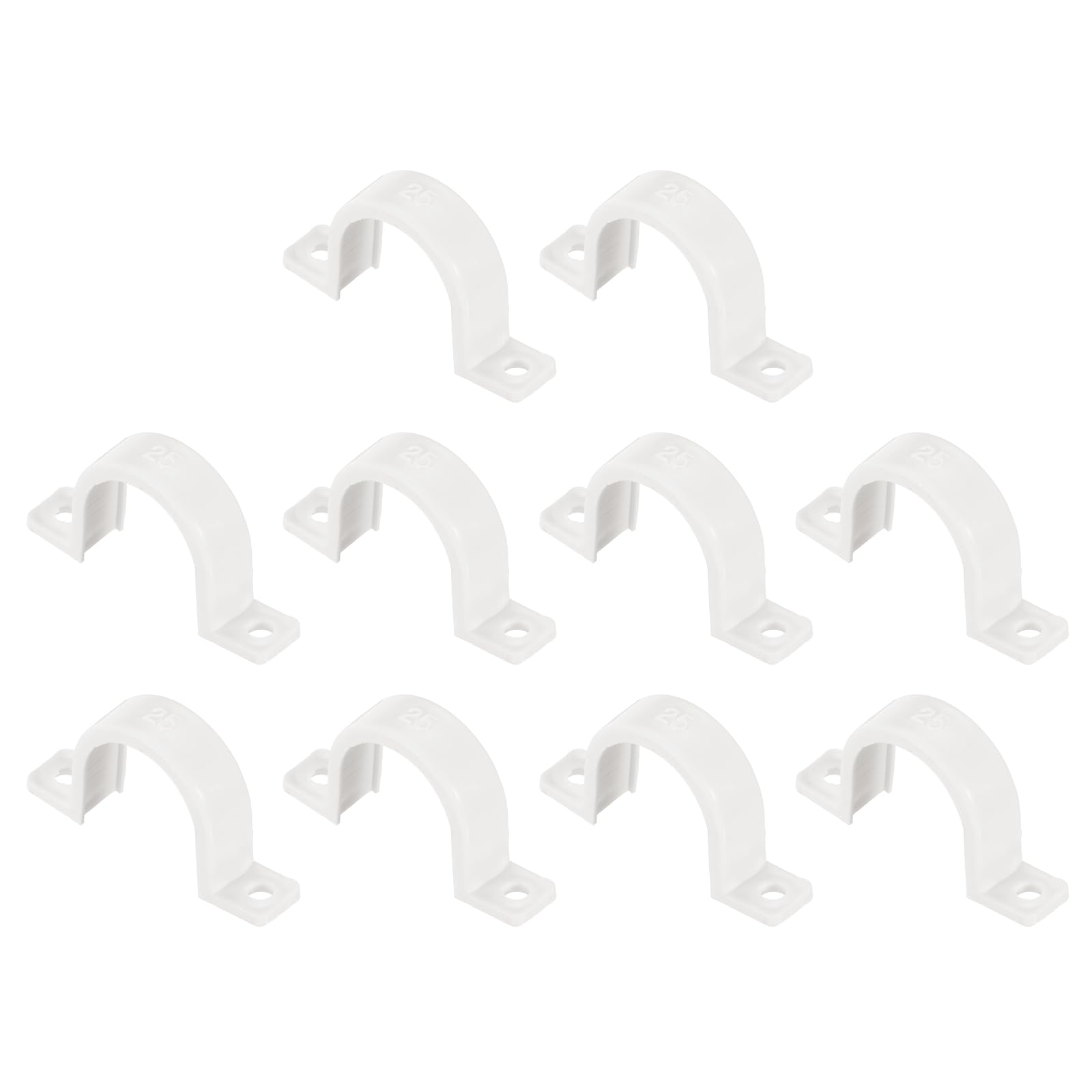 uxcell PVC Pipe Straps, 50pcs 25mm(1") Conduit Clamp Clip Two Hole Plastic Straps for Pipes Cables