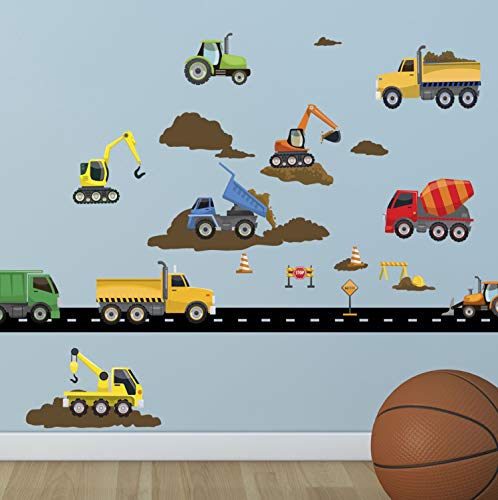 Create-A-Mural-Boys-Room-Decor-for-Bedroom-Walls-Construction-Trucks