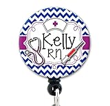 Retractable Badge Reel - Royal Blue Nurse Tools Chevron - Personalized Name - Badge Holder