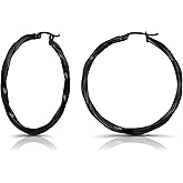 Hoops & Loops 925 Sterling Silver Twisted Hoop Earrings for Women - Hypoallergenic 14K Gold, Rose Gold, Black Flash Plated 2mm Thin Twist Design Round Click-Top Hoops, 15/20/25/30/35/40/50/60mm