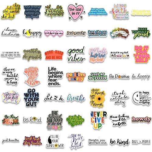 100PCS Inspirational Stickers for Water Bottles, Positive Vinyl Quote Stickers for Planner, Laptop, Funny Motivational Stickers for Adults, Girls, Women, Teachers, Students, Waterproof Sticker Pack