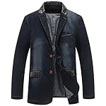 Men’s 2 Buttons Denim Blazer Lapel Washed Denim Suit Jacket www.denim.fit