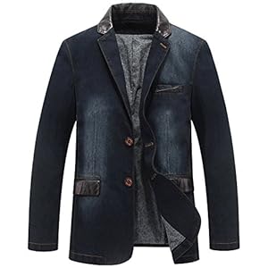 Men’s 2 Buttons Denim Blazer Lapel Washed Denim Suit Jacket www.denim.fit