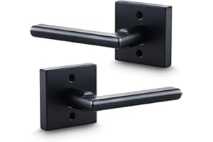 Linkaa Black Dummy Lever Door Handles for Closet and Hall Double French Door Wardrobe,Reversible Half Dummy Lever Knobs Squar