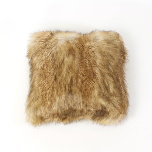 Best Home Fashion Faux Fur Pillow - Insert Not Included - Platinum Frost Fox- 18"W x 18"L - (Set of 2 Pillow Covers)