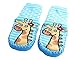 Baby Toddlers Kids Indoor Slippers Shoes Socks Moccasins NON SKID BLUE STRIPED GIRAFFE (1.5-2.5 YRS)