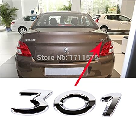 Amazon オリジナル301デジタルロゴプジョーエンブレム電着シルバーブライト特殊用途の背面ロゴプジョー301 エンブレム 車 バイク