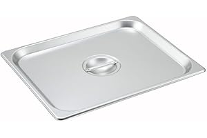 Tiger Chef 1/2 Half Size Stainless Steel Steam Table Pan Cover, Solid Half Size Non-Stick Surface Steam Pan Lids With Handle