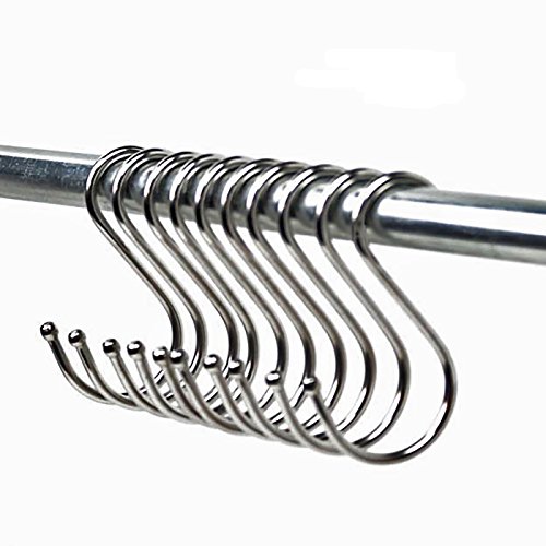 Reachs 10-pack Scarf Punch Cup Bowl Kitchen L Shaped Silver Tone Stainless Steel Hanging S Hook (10, L)