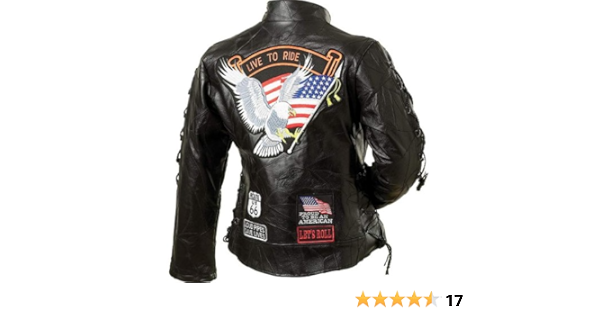Amazon Com Diamond Plate Ladies Rock Design Genuine Buffalo Leather Motorcycle Jacket Small Automotive