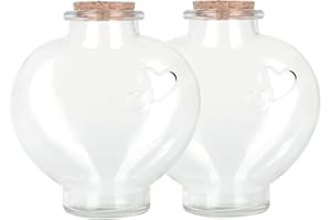Magic Season Decorative Glass Bottles with Cork Stoppers (355 ml Heart-Shaped Bottles / 2 Pcs)