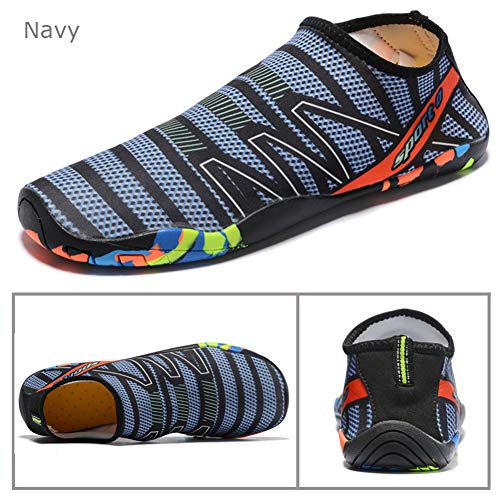 Mens Womens Water Shoes Quick Dry Barefoot for Yoga Swim Diving Surf Aqua Sports Pool Beach (Navy 42)