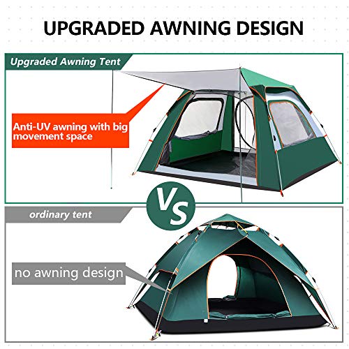 CHANODUG 2 4 Person Family Camping Tent, Pop up Tents for Camping, Lightweight Instant Sun Shelter for Beach