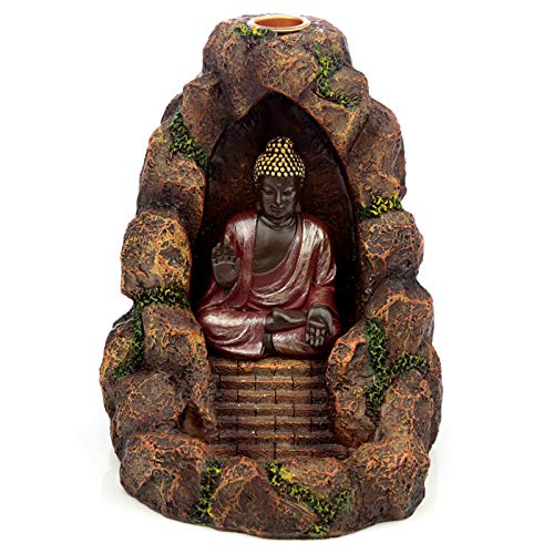 Puckator Thai Buddha Backflow Incense Burner - Home Zen Meditation Decor Accessories - Incense Waterfall Cone Burner - Spiritual Feng Shui Gothic Goth Relaxation Gifts Gift - Desk Ornaments