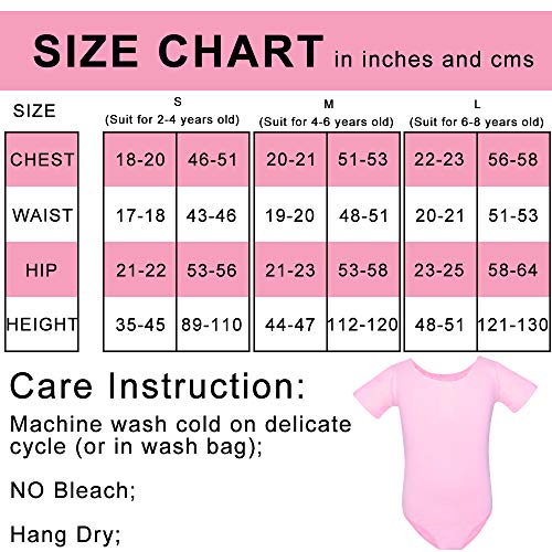 Hicdaw Ballet Leotard Dance Leotard Short Sleeve Ballet Leotard for Girls with Separated Skirt and Dance Tight Pink
