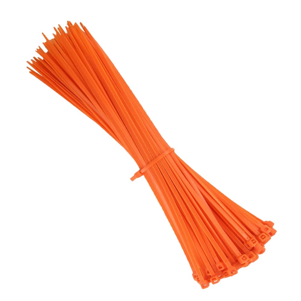 KafTon Pack of 100 Orange Cable Zip Ties, UL Nylon, Perfect for PC, Bicycle Tie Wrap DIY Home Wire Vegetable Garden Office (370mm x 7.6mm) Orange