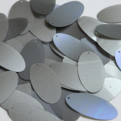 Sequin Platinum Lazersheen Translucent Oval 1.5 inch Couture Loose Pailletttes. Made in USA.