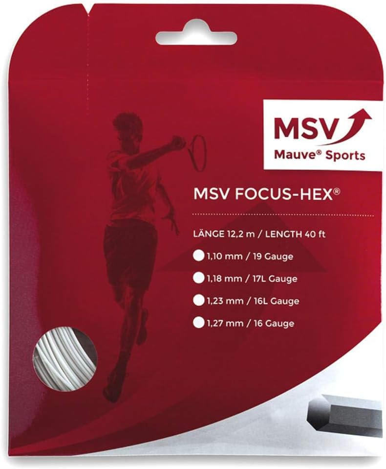MSV Unisex's Focus-Hex String Set-White, 1.23 mm