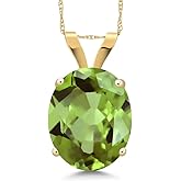 Gem Stone King 14K Yellow Gold Oval Gemstone Birthstone Necklace for Women | Oval 11X9MM | Gold Necklace Pendant for Women | With 18 Inch Chain | Fine Jewelry Gifts for Her Mom Women Wife