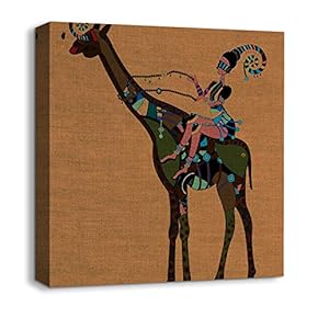 Canvas Wall Art African Culture Pattern Painting Artwork for Home Prints Framed - 12x12 inches
