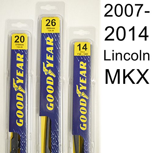 Lincoln MKX (2007-2014) Wiper Blade Kit - Set Includes 26" (Driver Side), 20" (Passenger Side), 14D" (Rear Blade) (3 Blades Total)