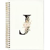 Yetmadi Initial Letter J Notebook, Pink Floral Personalized Monogram Notebook, Monogrammed Journal Gifts for Women, Customized Notebook, 5.5x8.3 Inch