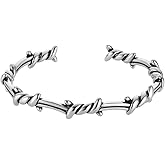 HAQUIL Gothic Punk Barbed Wire Twisted Cuff Bracelet Jewelry Gift for Men and Women