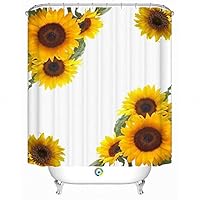 DaringOne Fabric Stall Shower Curtain 36 x 72 Inch for Bathroom Set,Bath Curtain with Yellow Sunflower Blossom Pattern Fabric Waterproof Barthroom Shower Curtain with Hooks